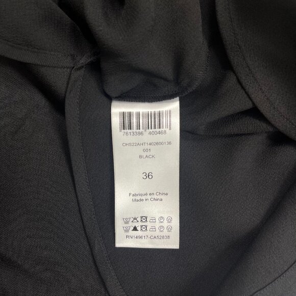 NWOT SEE BY CHLOÉ Tie-Neck Twill Blouse Black Size 36 Long Sleeves with Ruffles - Picture 9 of 13